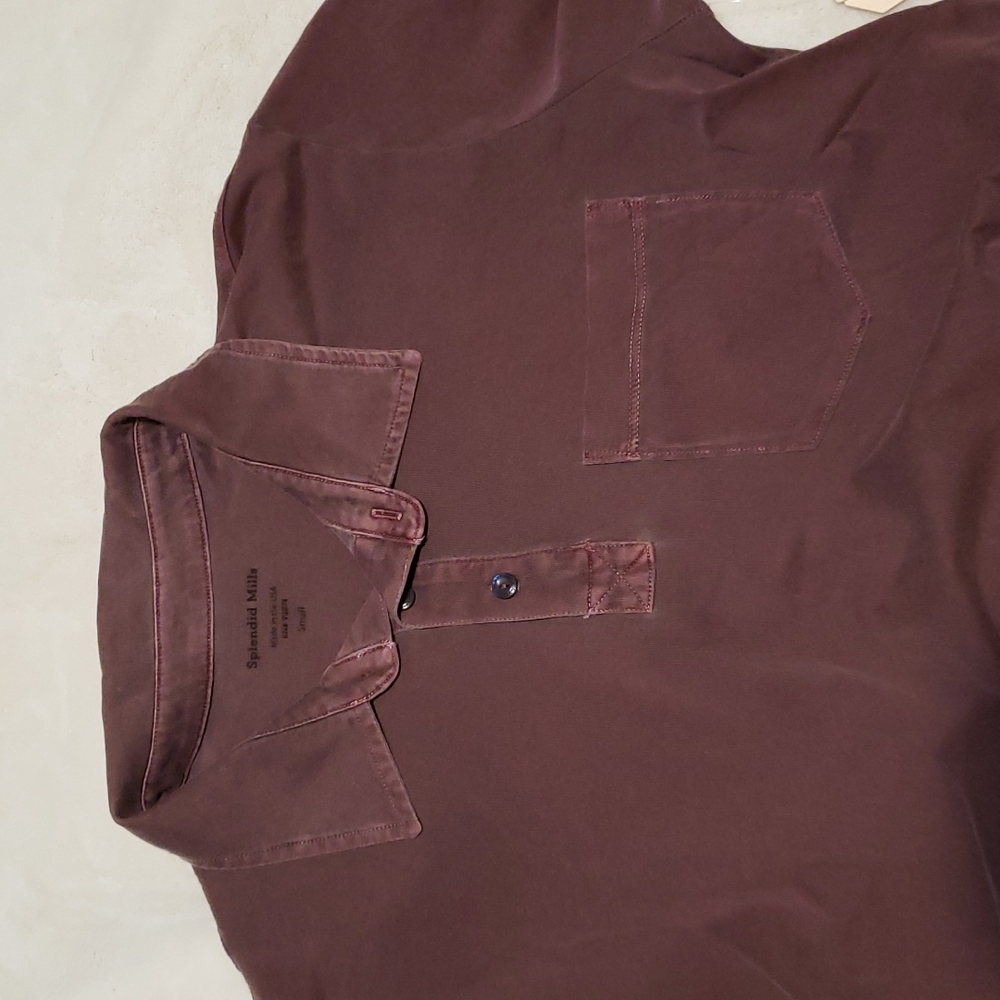 ** 3/$25 ** NWT SPLENDID MILLS burgundy distressed polo size Small